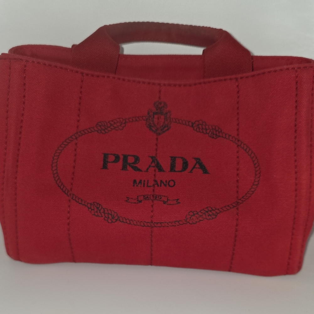 Prada Canapa Rosso  Canvas Handbag Preowned